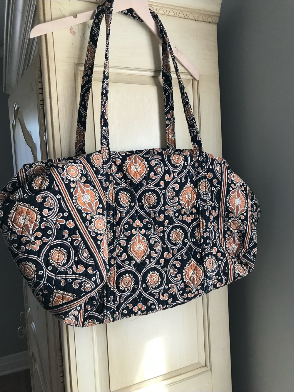Vera Bradley Quilted Paisley Travel Tote and also handbag in Black and Orange